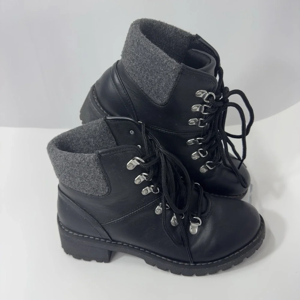 St. Johns Bay Womens Blak Hiking Boots Size 7M‎ Flaux Lether Memory Foam Winter - Picture 6 of 11